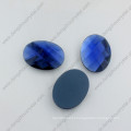 China Fábrica plana de volta decorativo Capri azul Oval Glass Beads